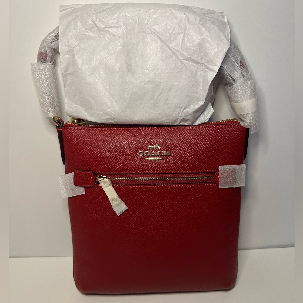 Coach NWT 1941 Red Crossgrain Leather Mini Rowan File Crossbody - Picture 3 of 15